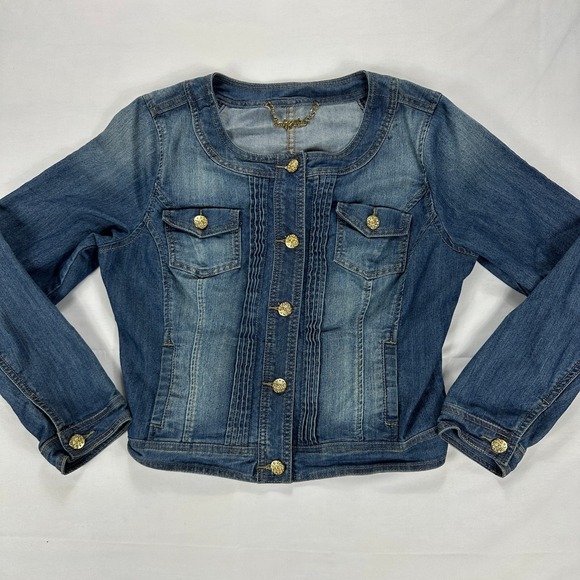 Baby Phat Jackets & Blazers - Baby Phat Rhinestone Button Down Denim Jacket Classic Blue Wash Women's XL